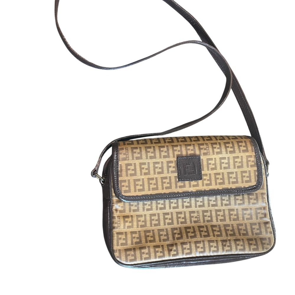 Fendi Tan and brown Zucca Crossbody Bag